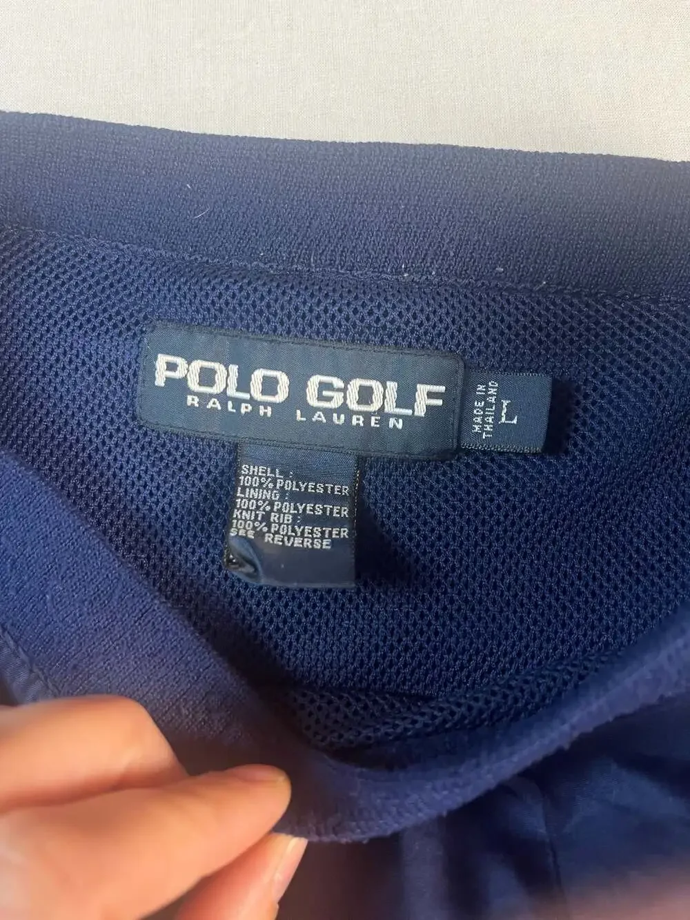 Vintage Polo Golf Ralph Lauren Men's Navy Blue Crest Pullover Windbreaker Jacket